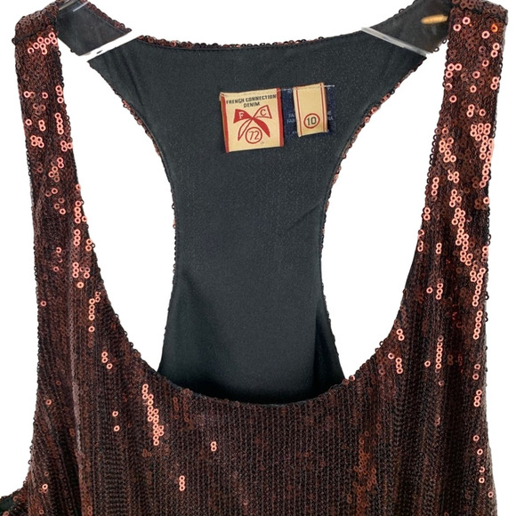French Connection Sleeveless Bronze Sequins Dress 10 - Picture 4 of 7